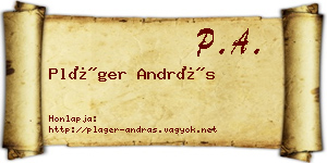 Pláger András névjegykártya